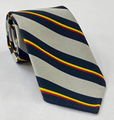 The Royal Scots Greys Stripe Silk Tie RGT-28 Corn Yellow, Red, Off White and Midnight Blue